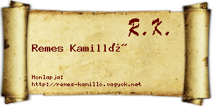 Remes Kamilló névjegykártya